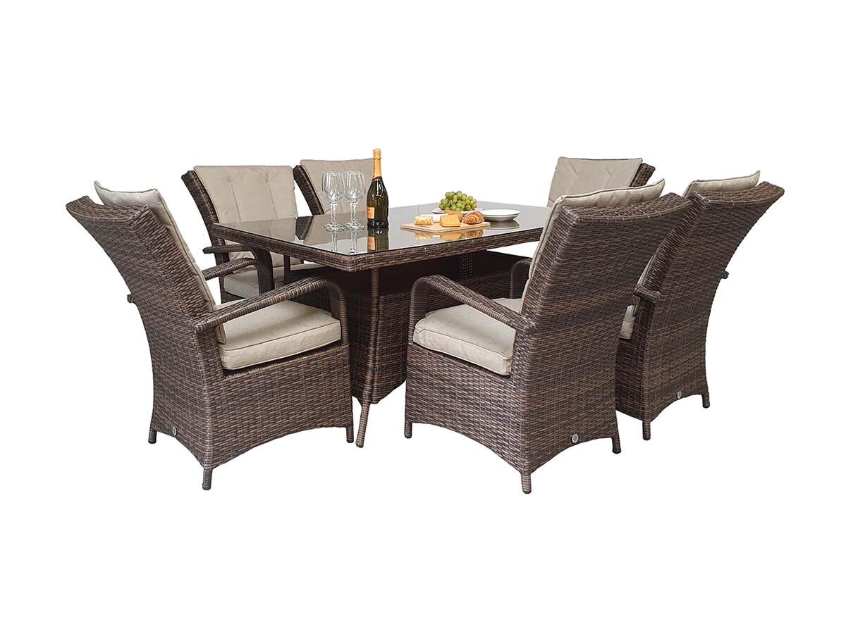 An image of Signature Weave Florence 6 Seat Rectangular In Brown Garden Furniture
