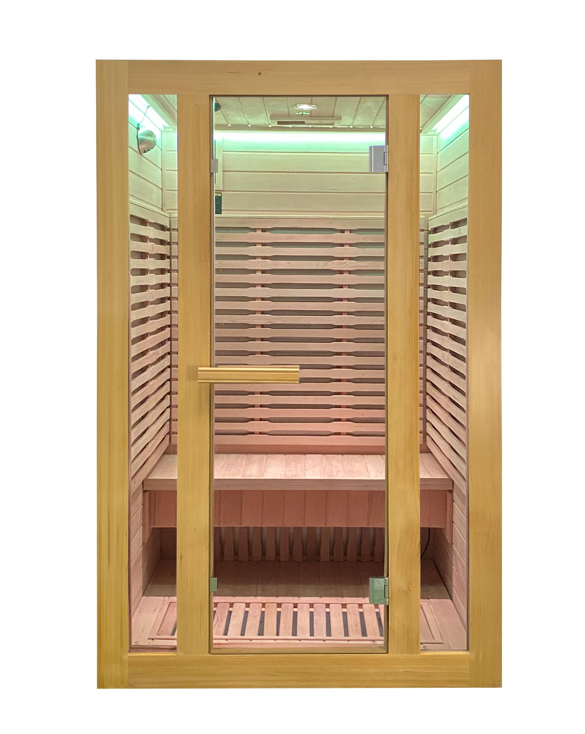 Lisna Waters Deluxe Aria 2 Person Far Home Infrared Sauna 1200mm x 1050mm Carbon Heaters with BlueTooth Sound System- sold by JT Spas