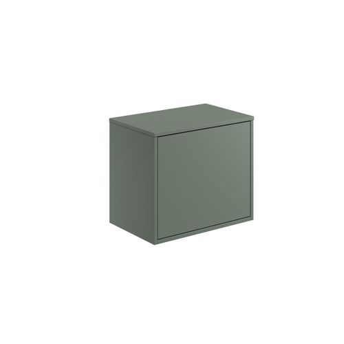 Scudo Alfie wall hung vanity unit in Reed Green with fluted texture detailing, 580mm wide contemporary design