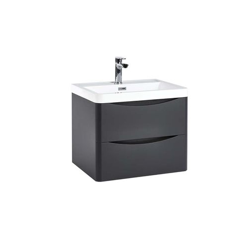 Scudo Bella matt grey melamine wall hung vanity unit, 596mm wide, contemporary style