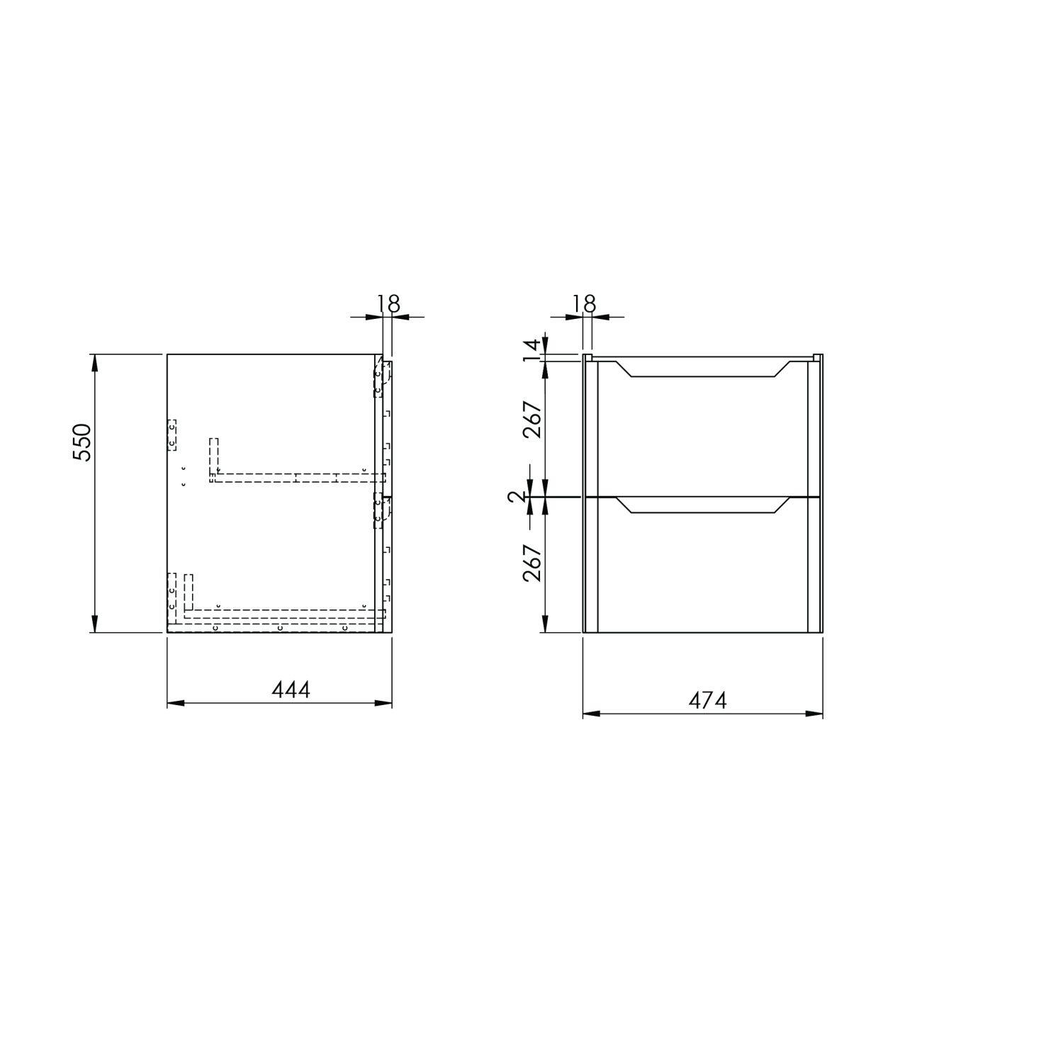 Scudo Ella 474mm wall hung vanity unit, anthracite melamine, contemporary style