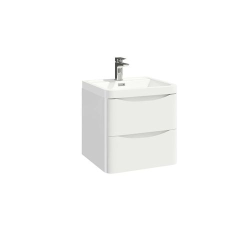 Scudo Bella white wall mounted vanity unit, contemporary design, 496mm wide