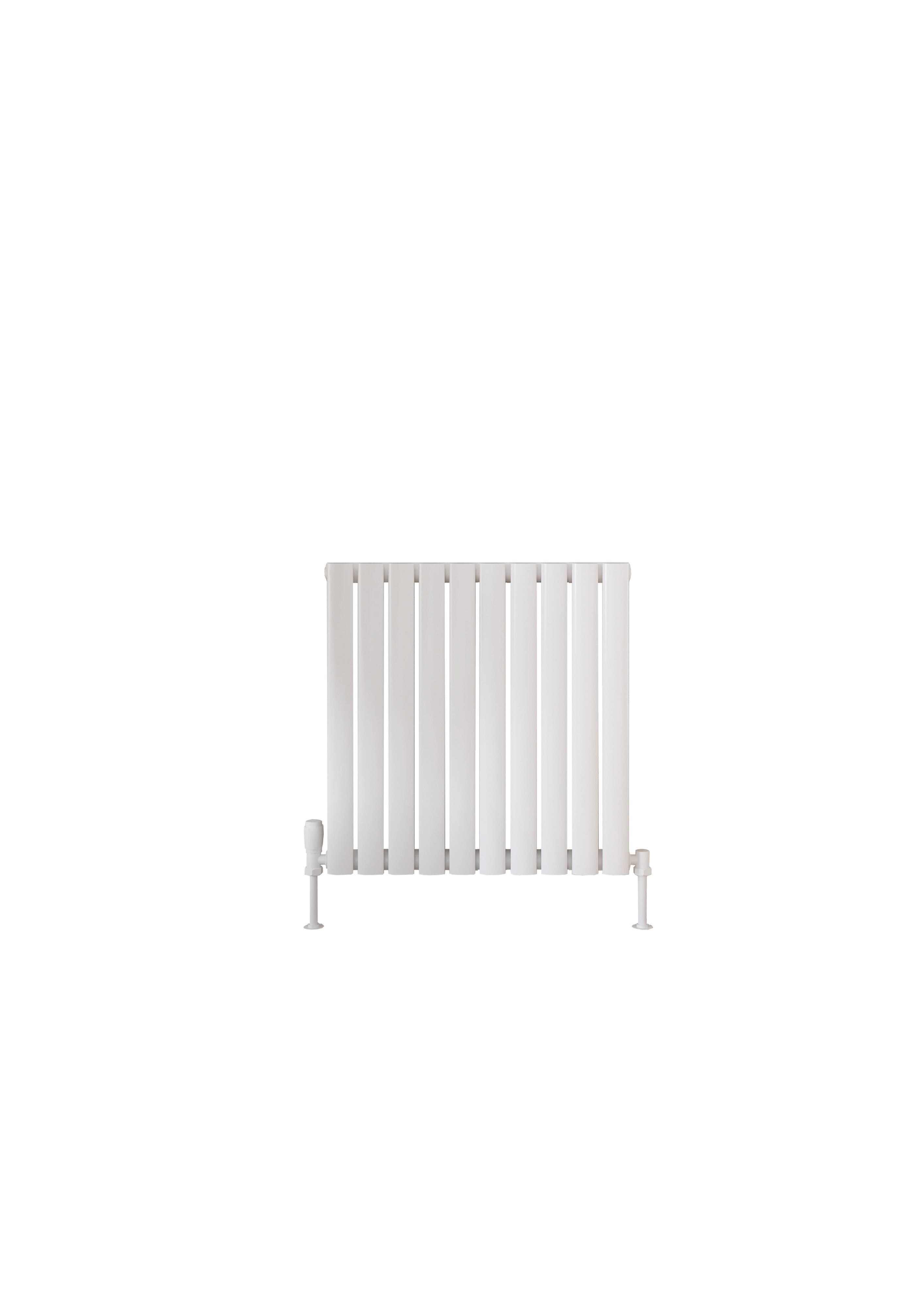 Scudo Apex white designer radiator, single panel, 600mm x 590mm steel construction