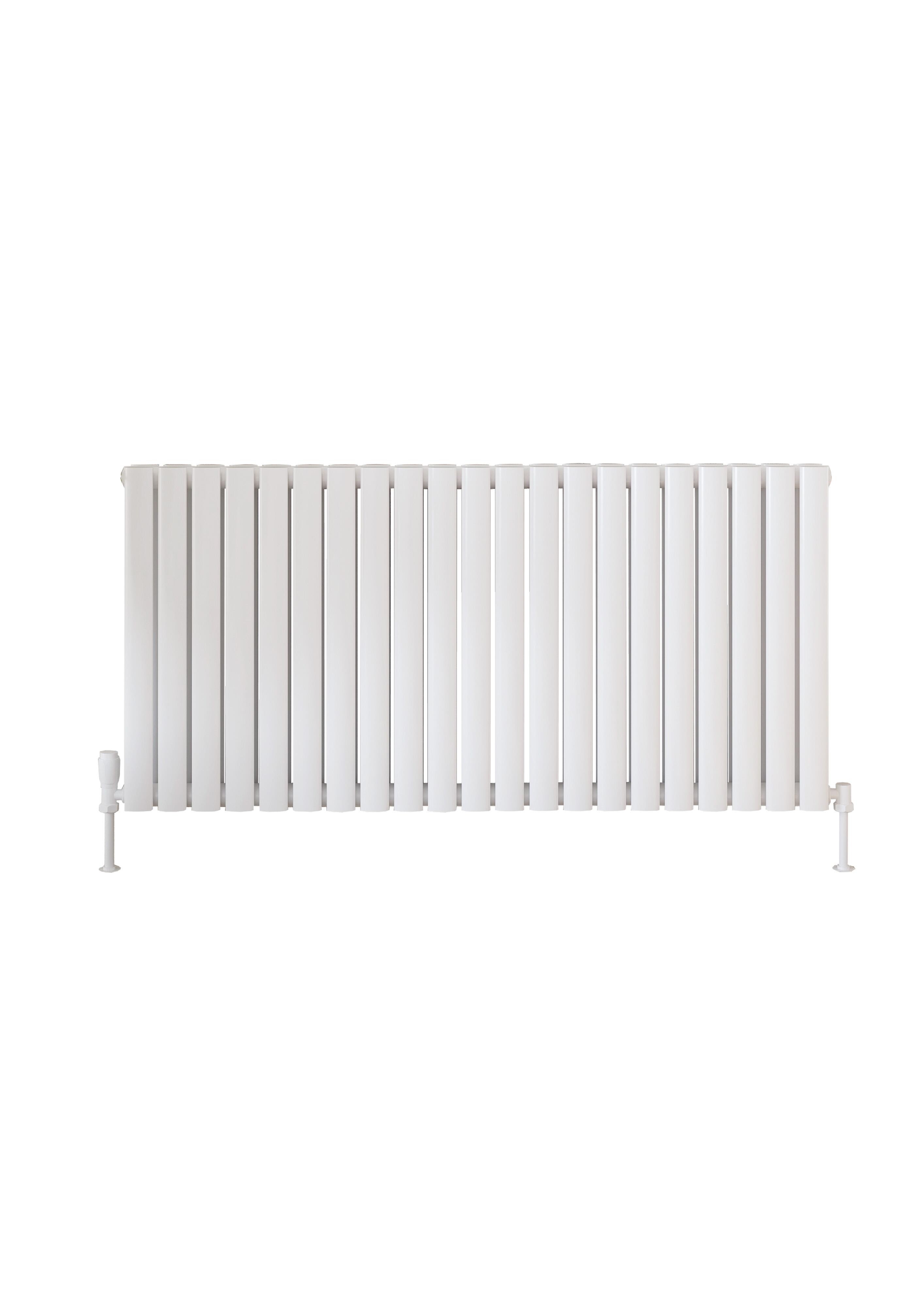 Scudo Apex white designer radiator, double panel, 600mm x 944mm, low carbon steel construction