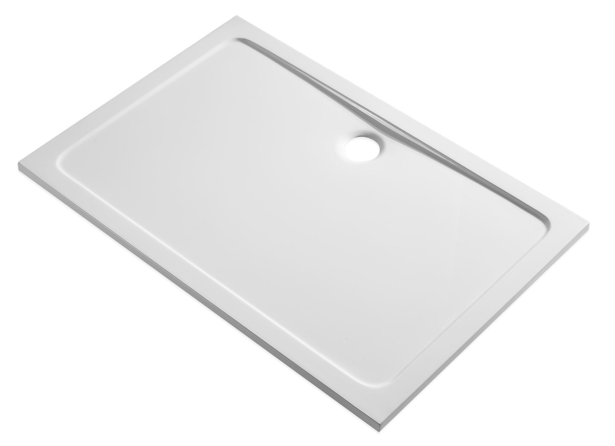Scudo Eco-Stone white rectangular shower tray, 1000mm x 700mm, resin gel coat finish