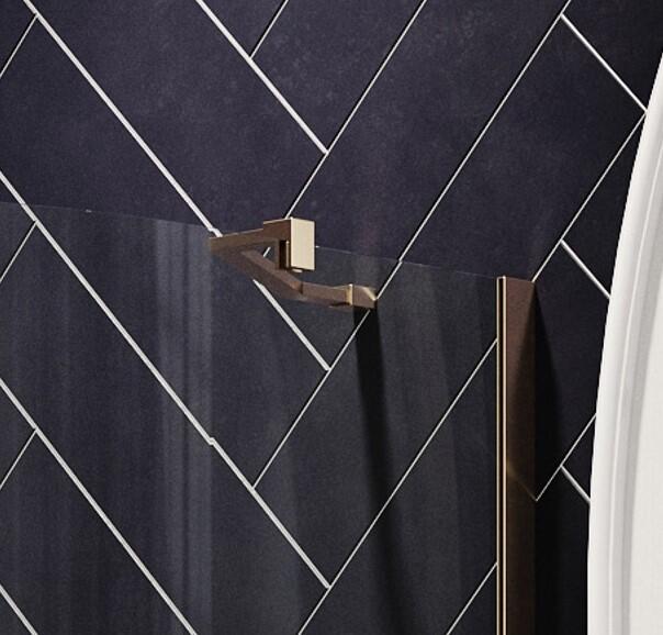 Scudo Angled Stabilising Bar in Brushed Brass for shower screens
