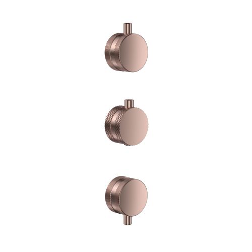 Scudo Core concealed shower valve handles, knurled design, brushed bronze finish, stainless steel