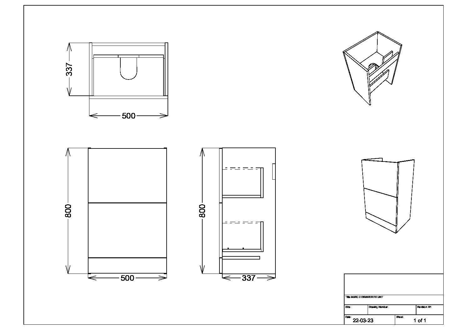 Scudo Muro PLUS 2 drawer freestanding basin unit, 530mm wide, Davos Oak finish
