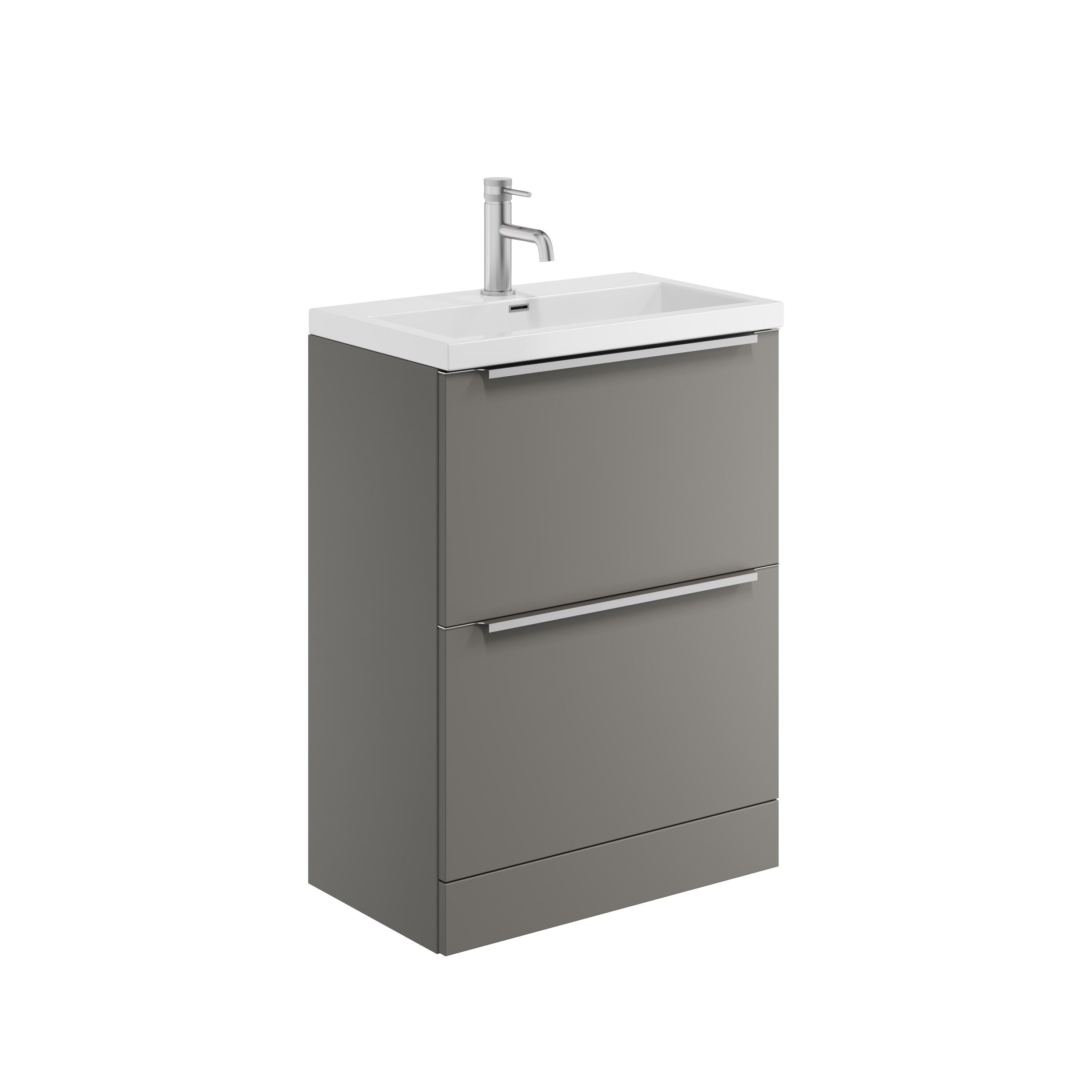 Scudo Muro PLUS 2 drawer floorstanding basin unit in Dust Grey, 630mm wide