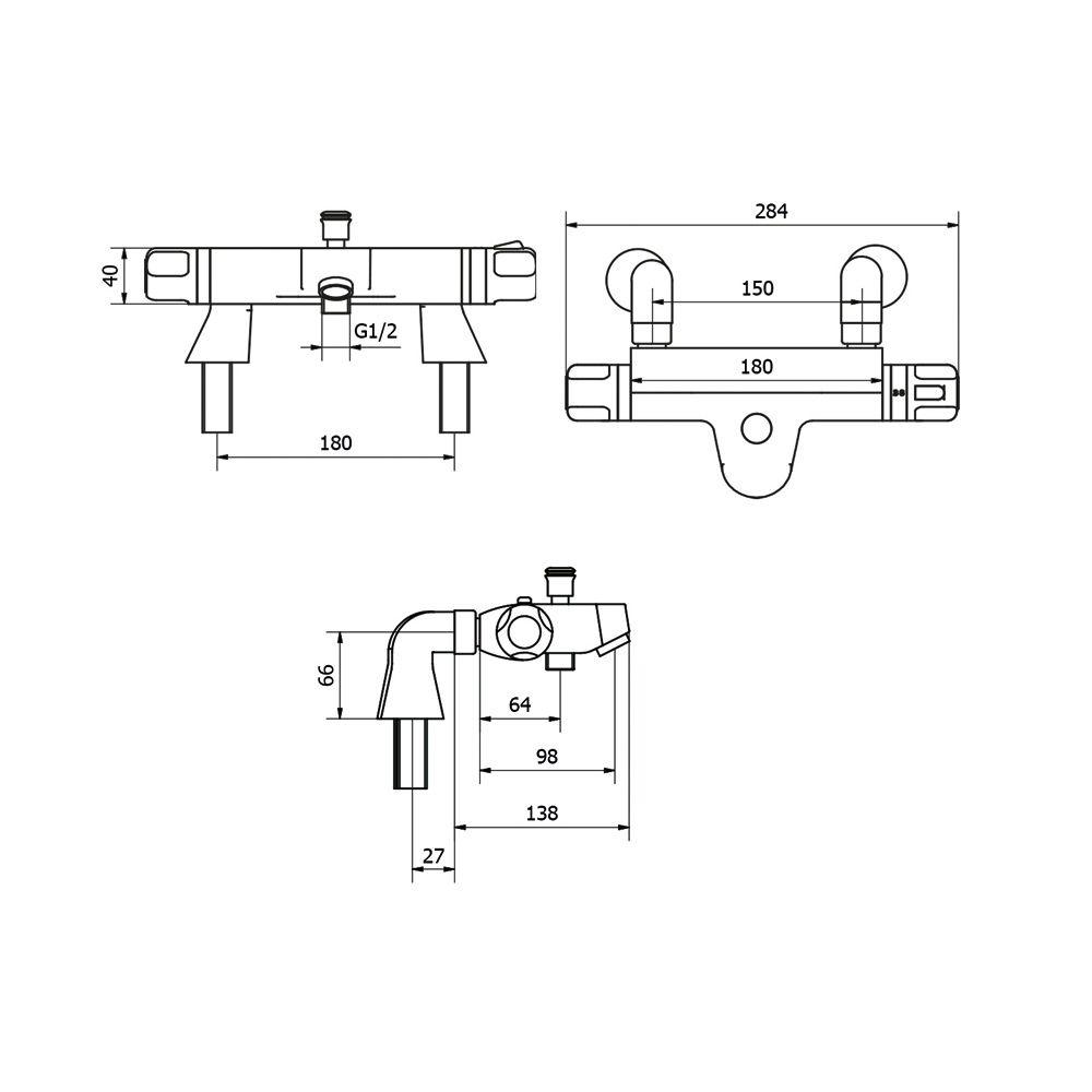 Jupiter Cork Modern Thermostatic Bath Shower Mixer Deck Mounted BTMV01