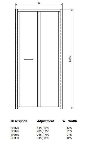 Jupiter 700mm x 900mm Polished Silver Bi-Fold Shower Enclosure