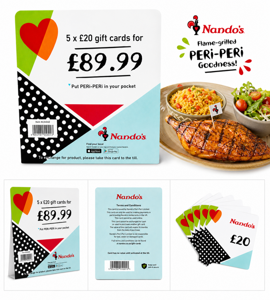 Get £100 of Nando’s Gift Cards for Just £89.99 at AKNZ