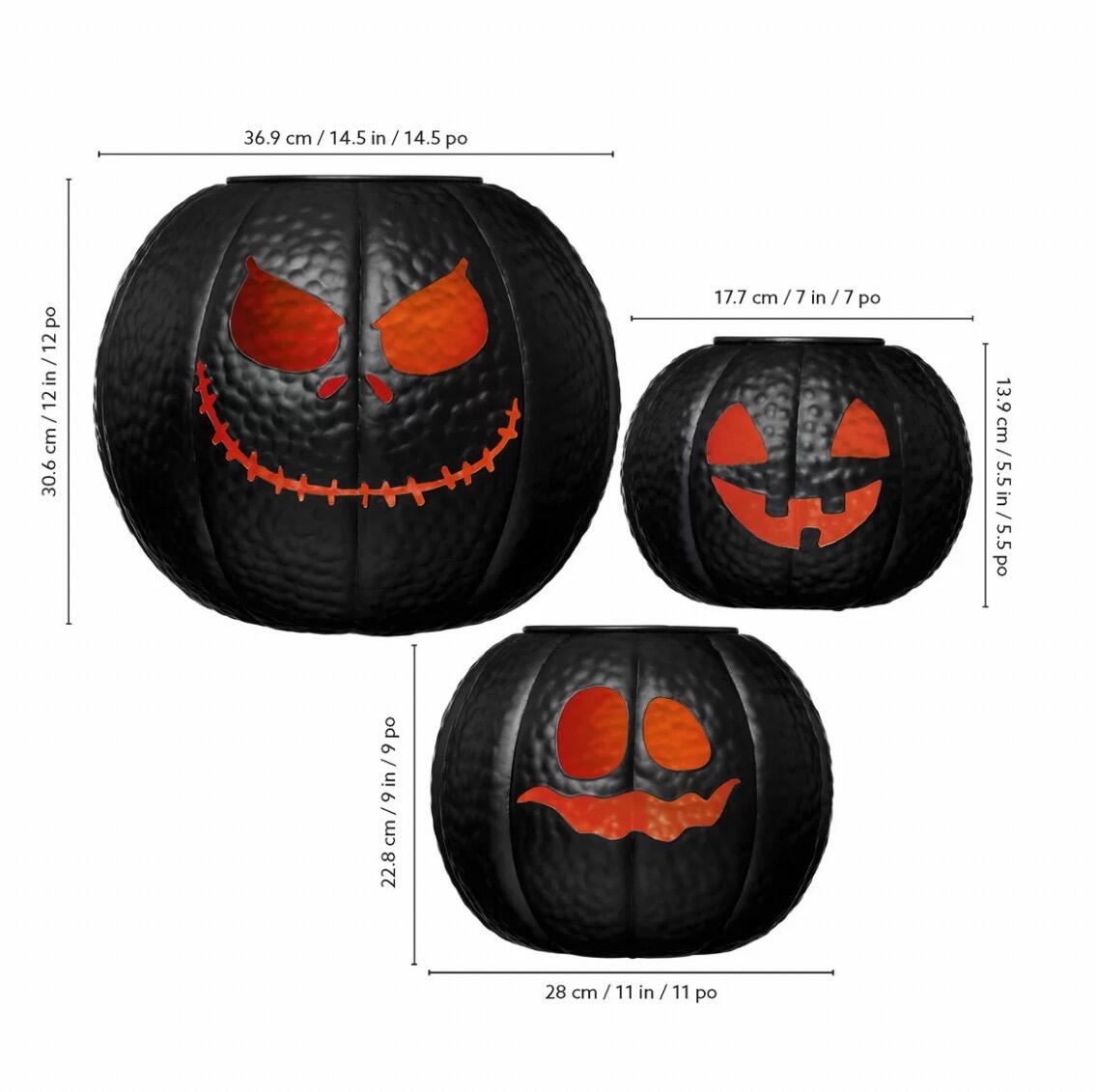 Halloween Metal Pumpkin Lanterns – Set of 3 | Festive Halloween Decor