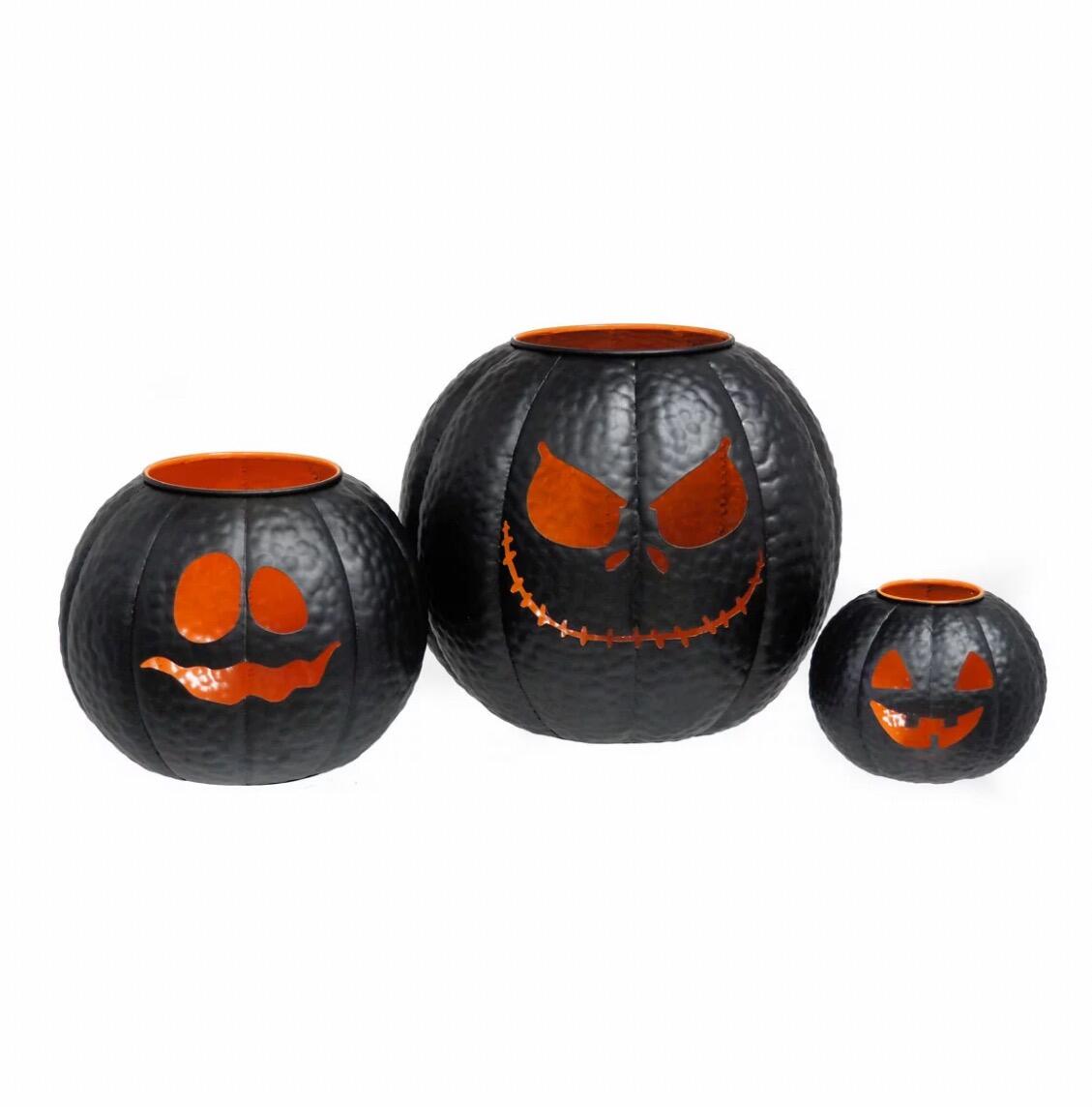 Halloween Metal Pumpkin Lanterns – Set of 3 | Festive Halloween Decor