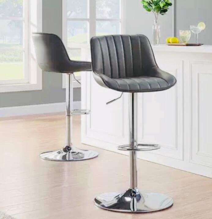 Bayside Furnishings Grey Stitched Gas Lift Bar Stool Sleek Style and