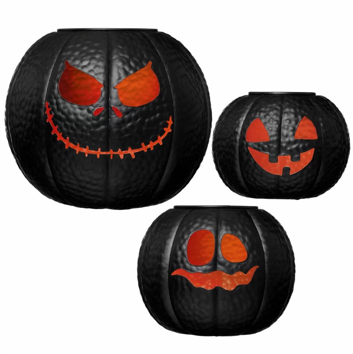 Halloween Metal Pumpkin Lanterns – Set of 3 | Festive Halloween Decor