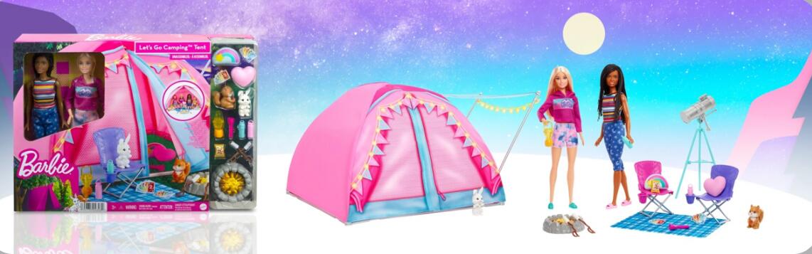 Barbie Let s Go Camping Tent Playset with 2 Dolls Adventure Awaits