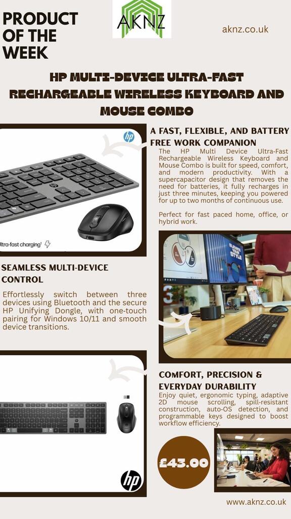 Product of the Week: HP Multi-Device Ultra-Fast Rechargeable Wireless Keyboard & Mouse Combo – Just £43!