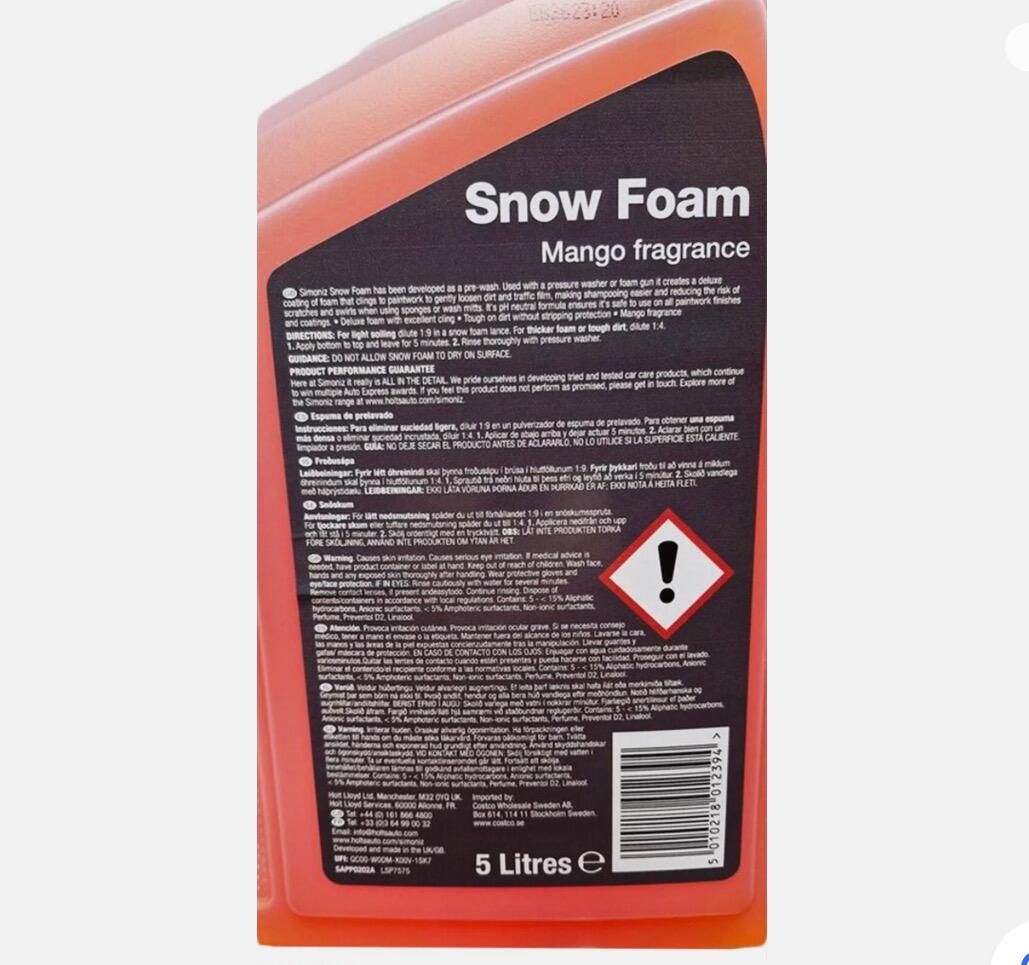 Simoniz Snow Foam Superior Cleaning Power For Your Vehicle