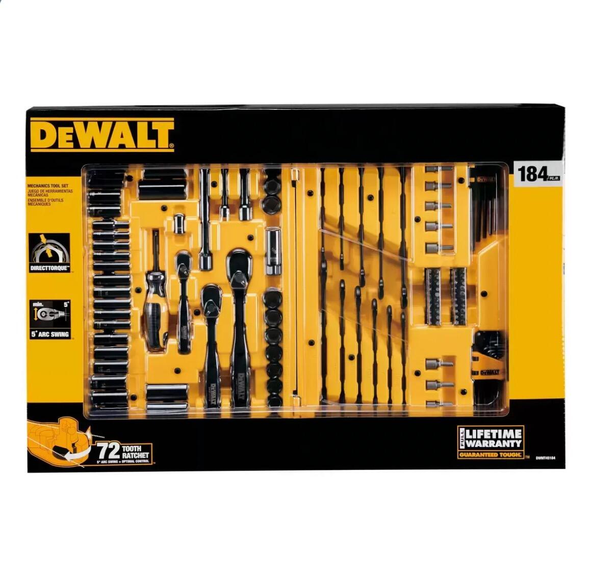 DEWALT 184-Piece Black Chrome Mechanics Tool Set