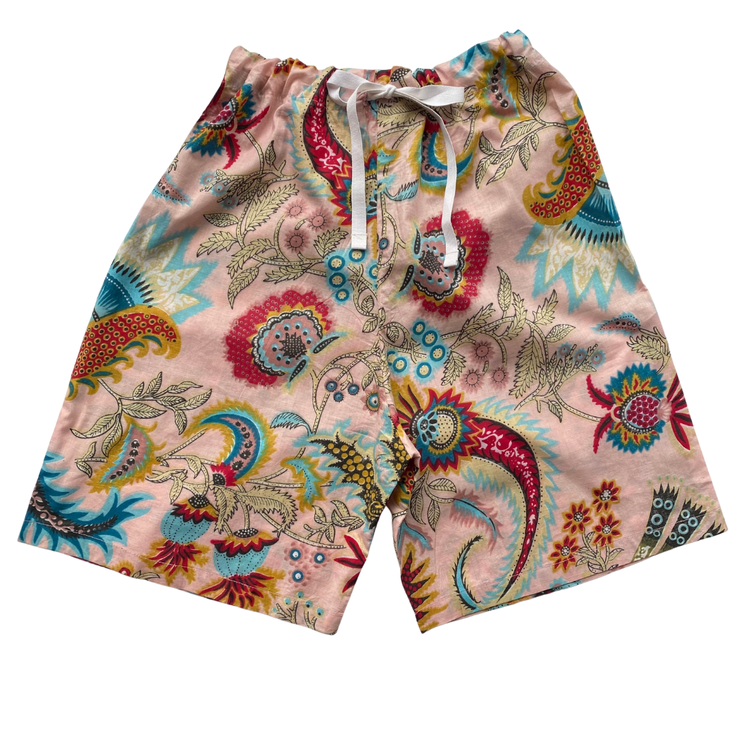 Baby pink sleep shorts for men and women