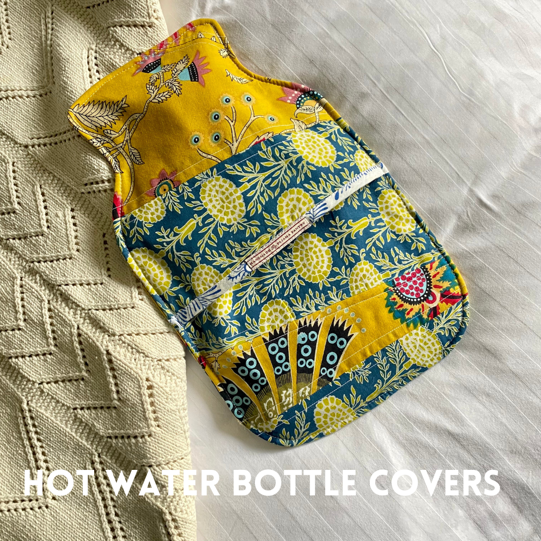 Hand Made Quilted Cotton Hot water bottle covers.