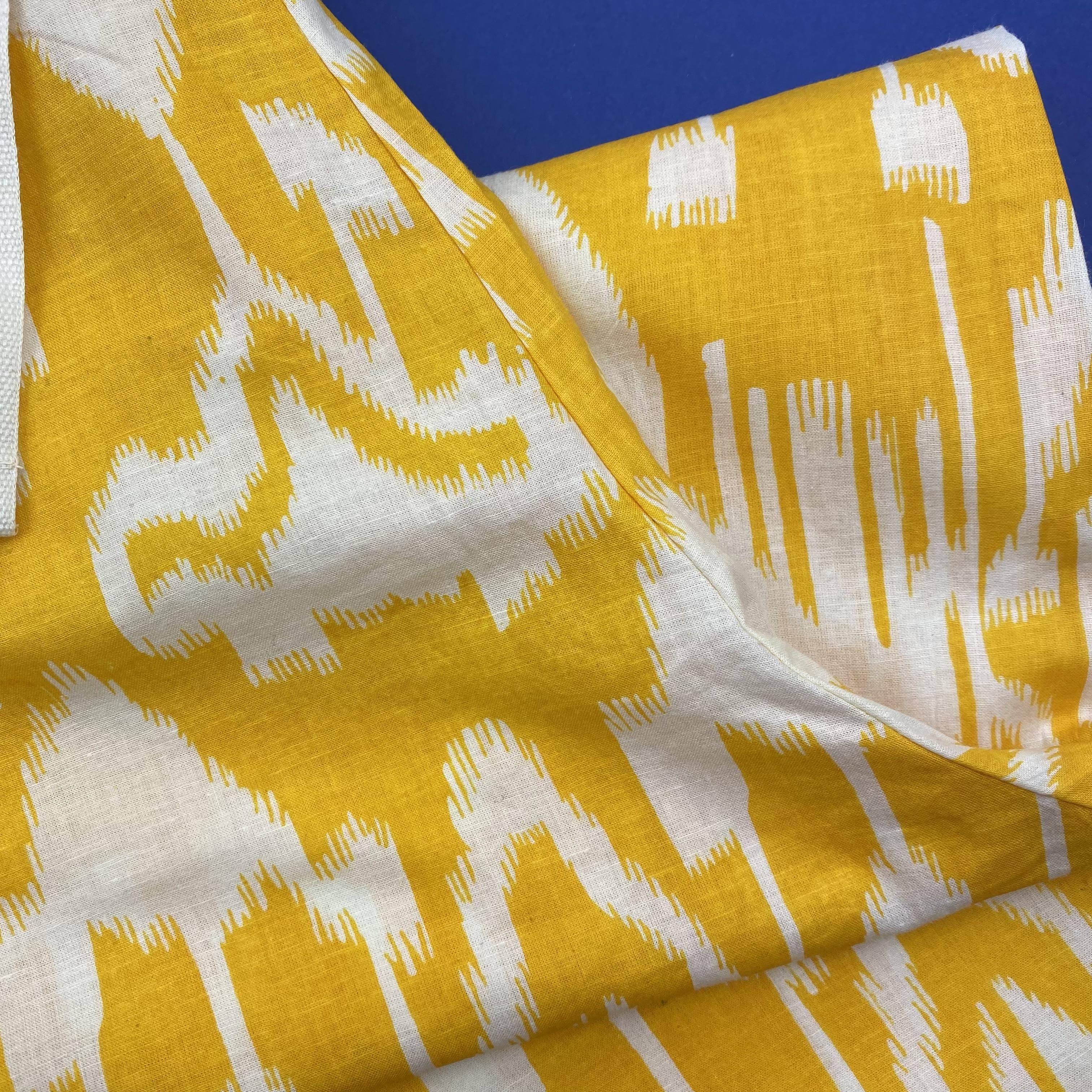 Mango yellow ikat print on hand made cotton pajama bottoms