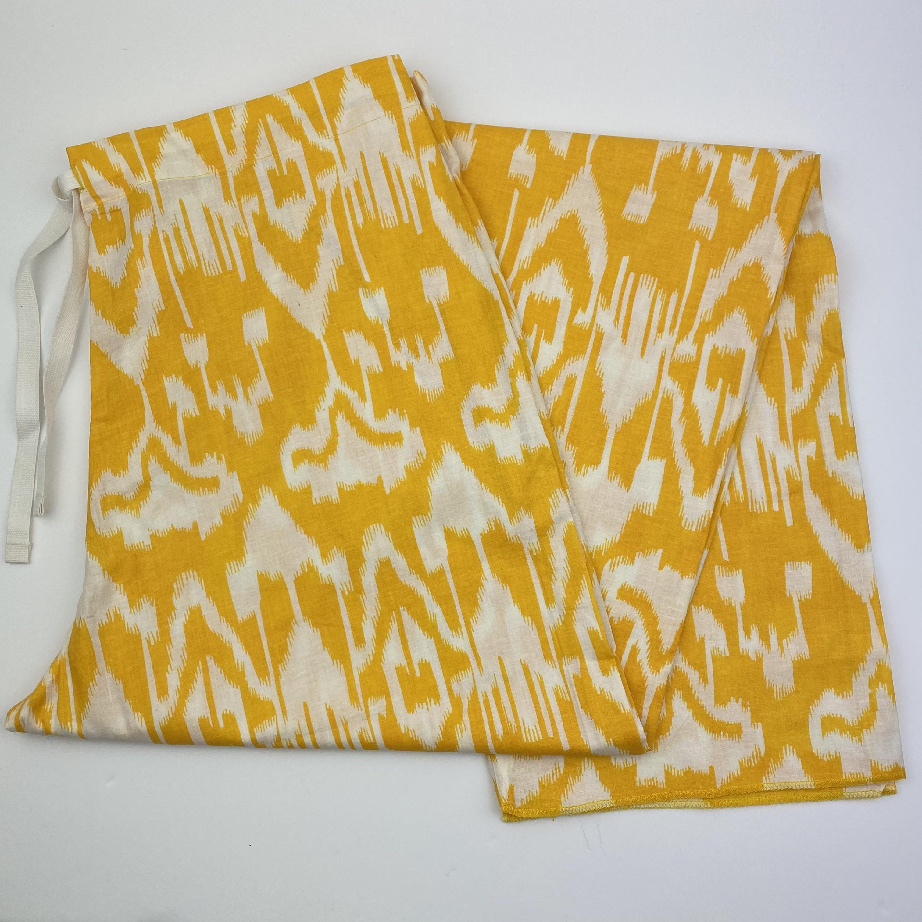 mango yellow ikat print on hand made cotton pj pants