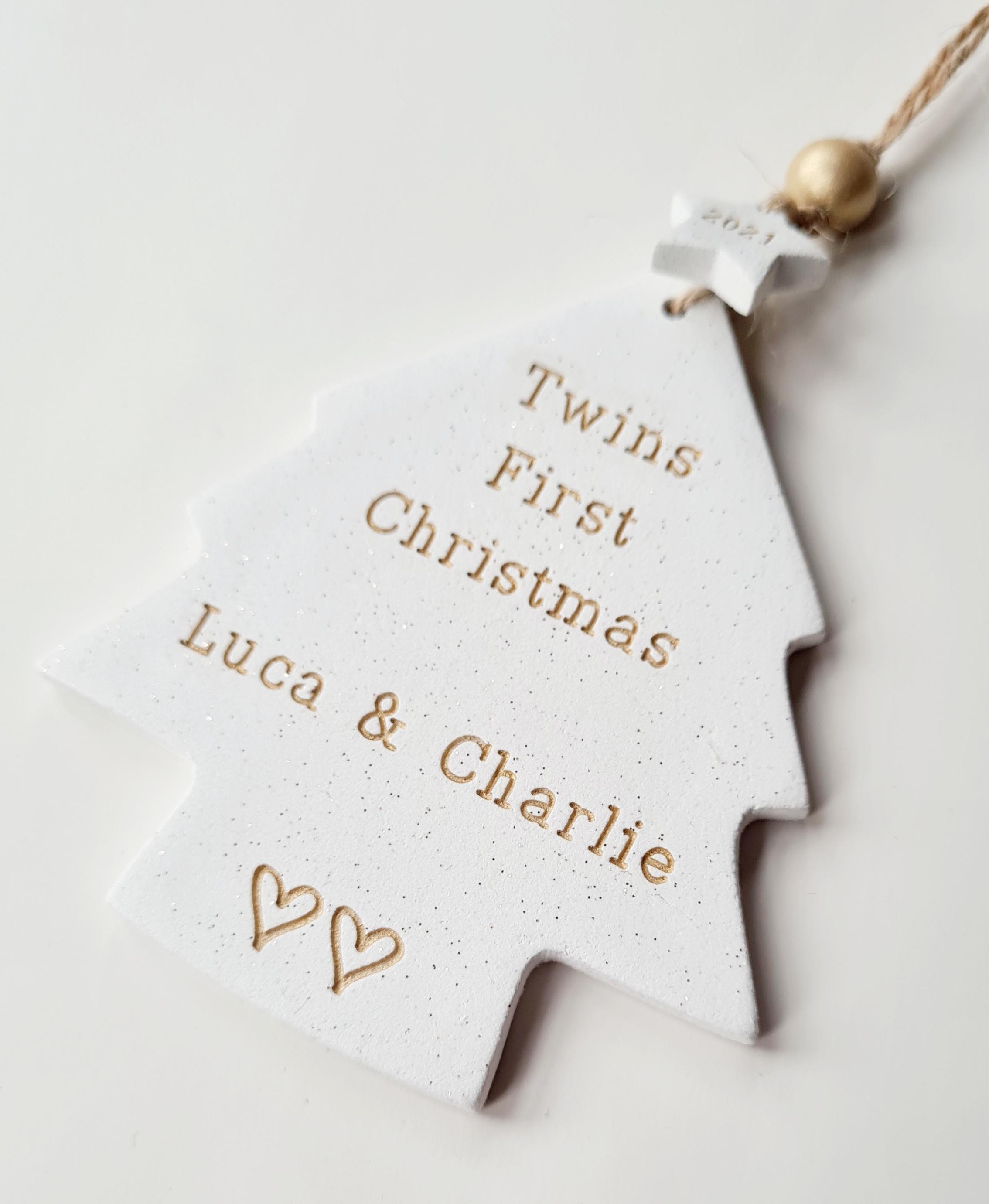 twins first christmas ornament personalized