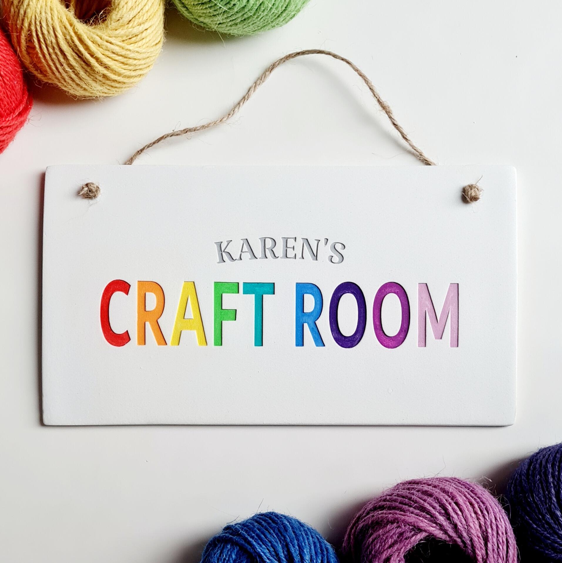 personalised name rainbow craft room sign