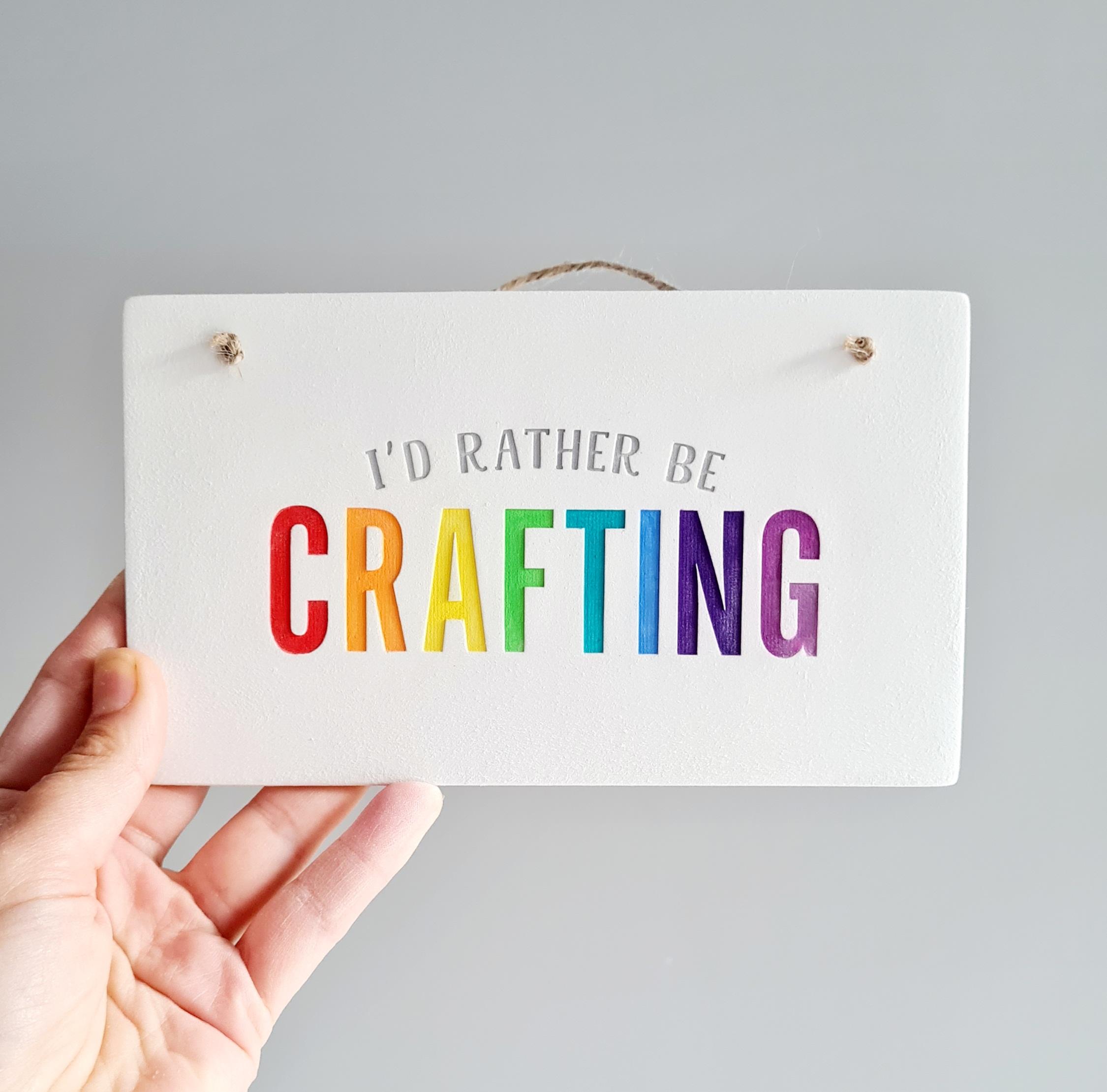 bright rainbow personalised sign craft lover