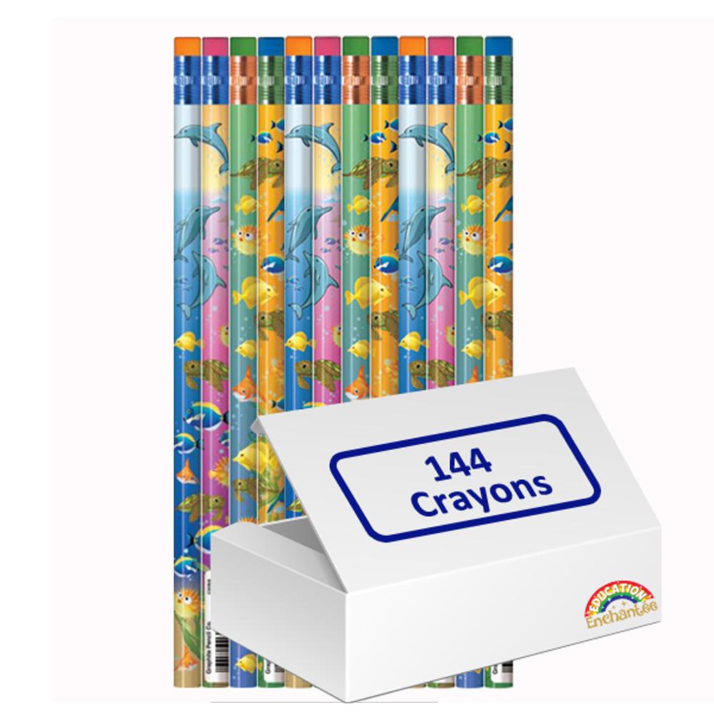 Crayons HB Gros | Monde Marin Crayons de Papier x 144 Boîte de Valeur