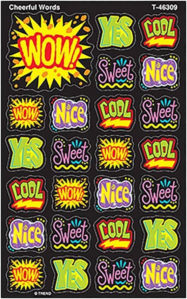 Autocollants Anglais | Cheerful Words Stickers Enseignants en Anglais T46309