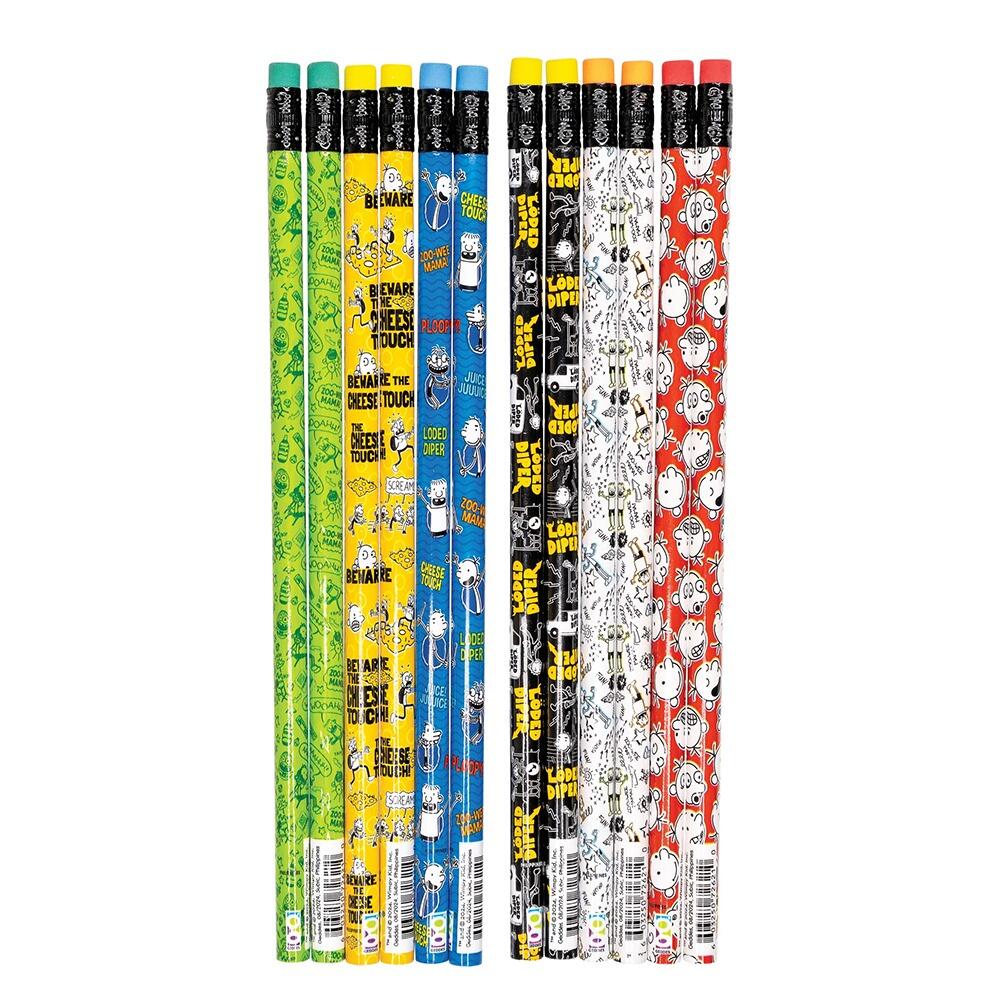 Papeterie Wimpy Kid  | 12 x Crayons HB au Motif Amusant Diary of a Wimpy Kid