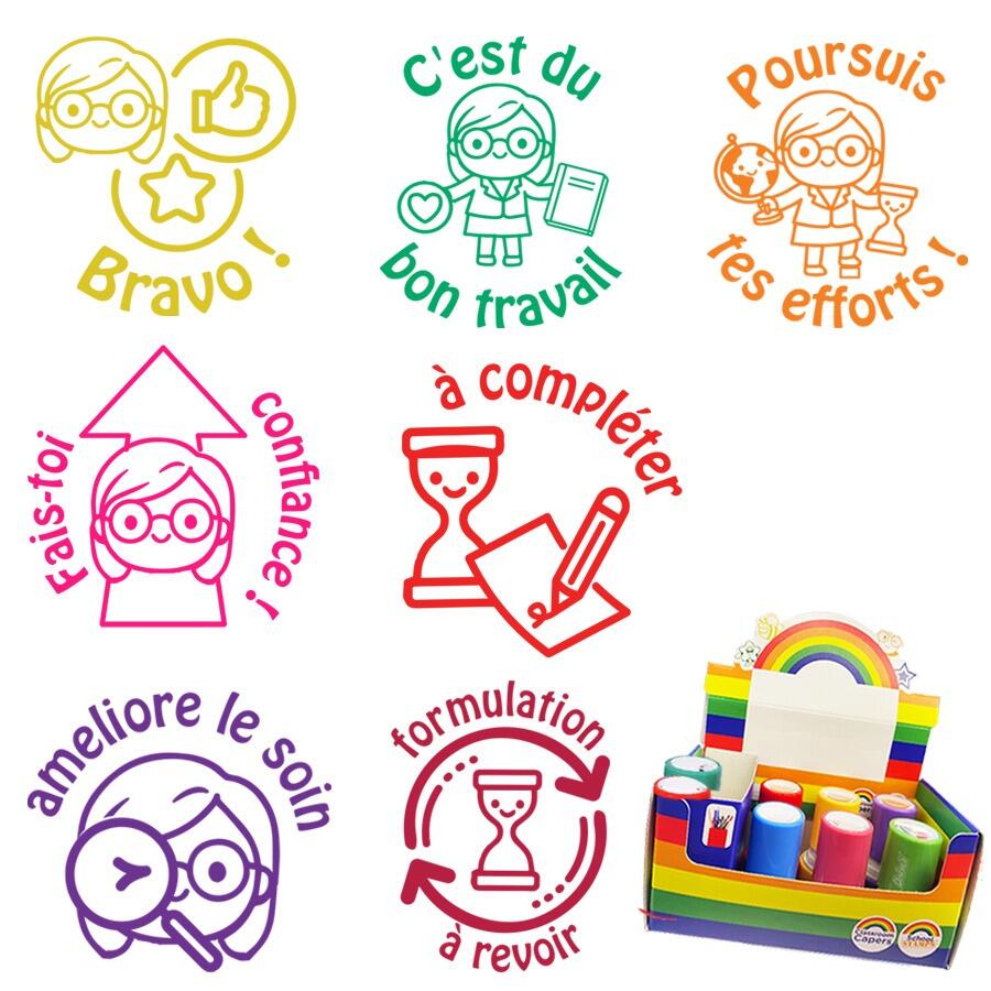 Coffret de Tampons | Collection de Tampons Encreurs. Corrections Avec Motivation, Bienveillance ..
