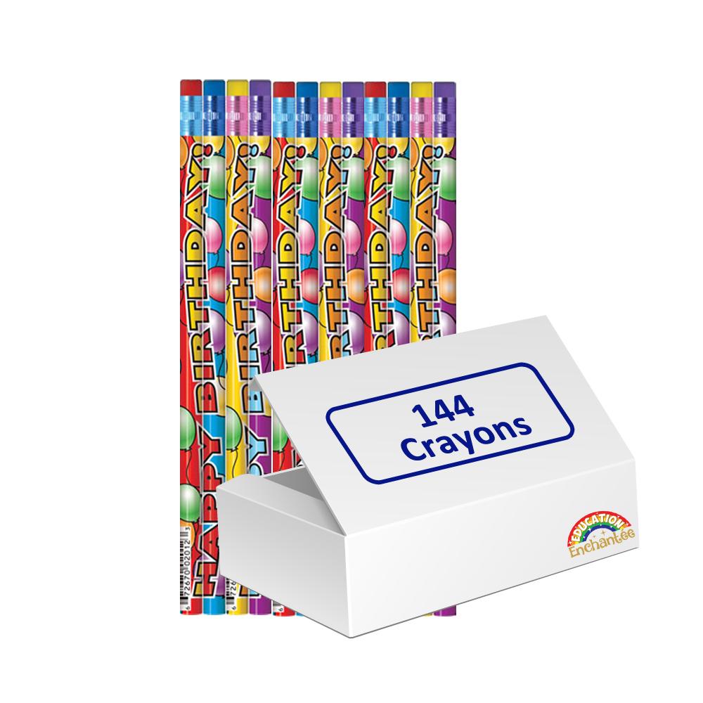 Crayons Enfants Anglais | Happy Birthday (Ballons) Crayons de Papier x 144 Boîte de Valeur