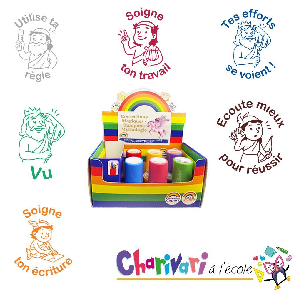 Tampons Charivari | Tampons Auto-Encreurs Enseignants Mythologie - Choisissez 6 ou 8