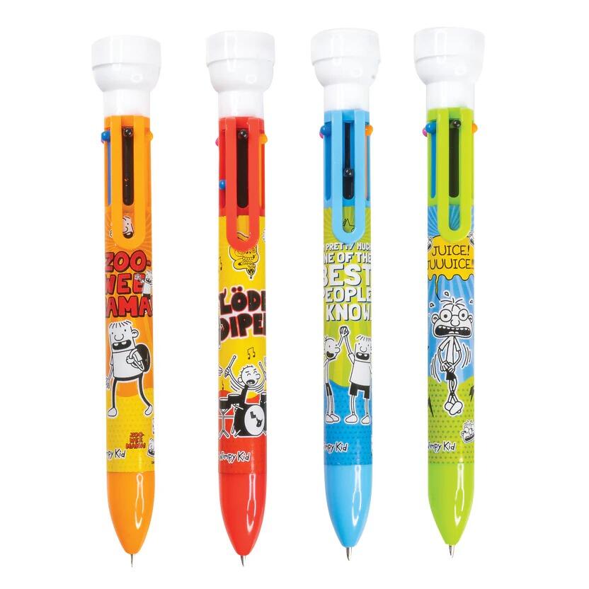 Papeterie Wimpy Kid  | 4 x Diary of a Wimpy Kid Stylos Avec 6-Couleurs d'encre et Tampons