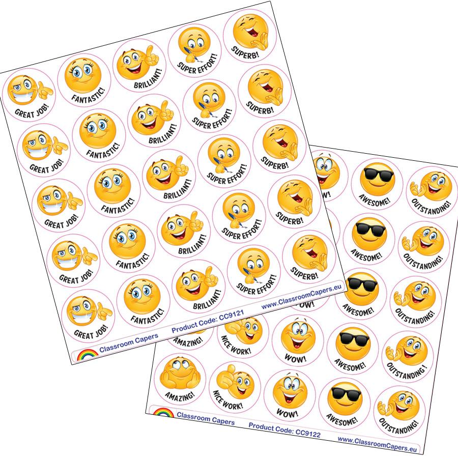 Autocollants Enseignants Anglais | Kool Smiles Emoji Autocollants de Récompense en Anglais x 450