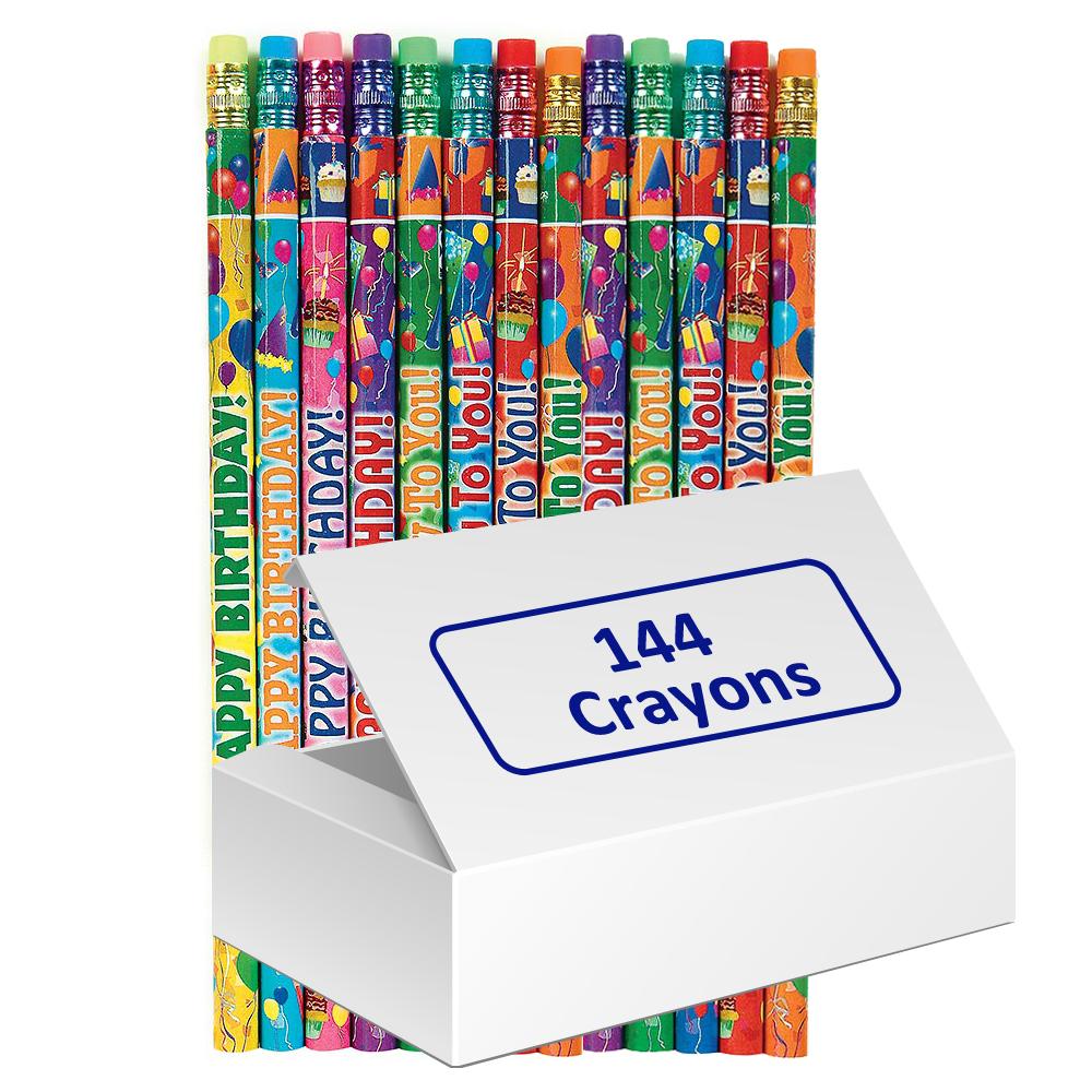 Crayons Enfants | Happy Birthday Crayons de Papier x 144 Boîte de Valeur