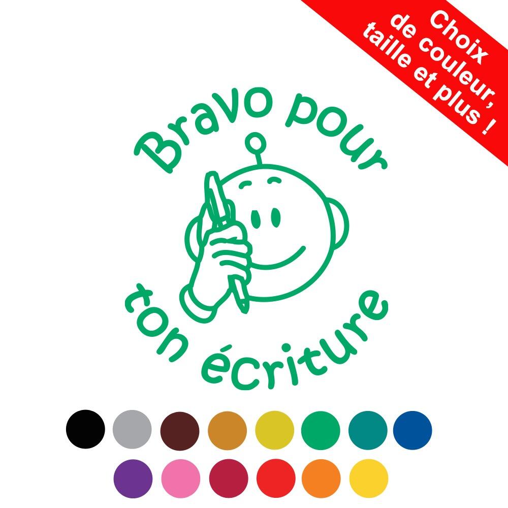 Tampons Enseignants | Bravo pour ton écriture Tampon Auto-Encreur Bout de Gomme Avec Options Personnalisées
