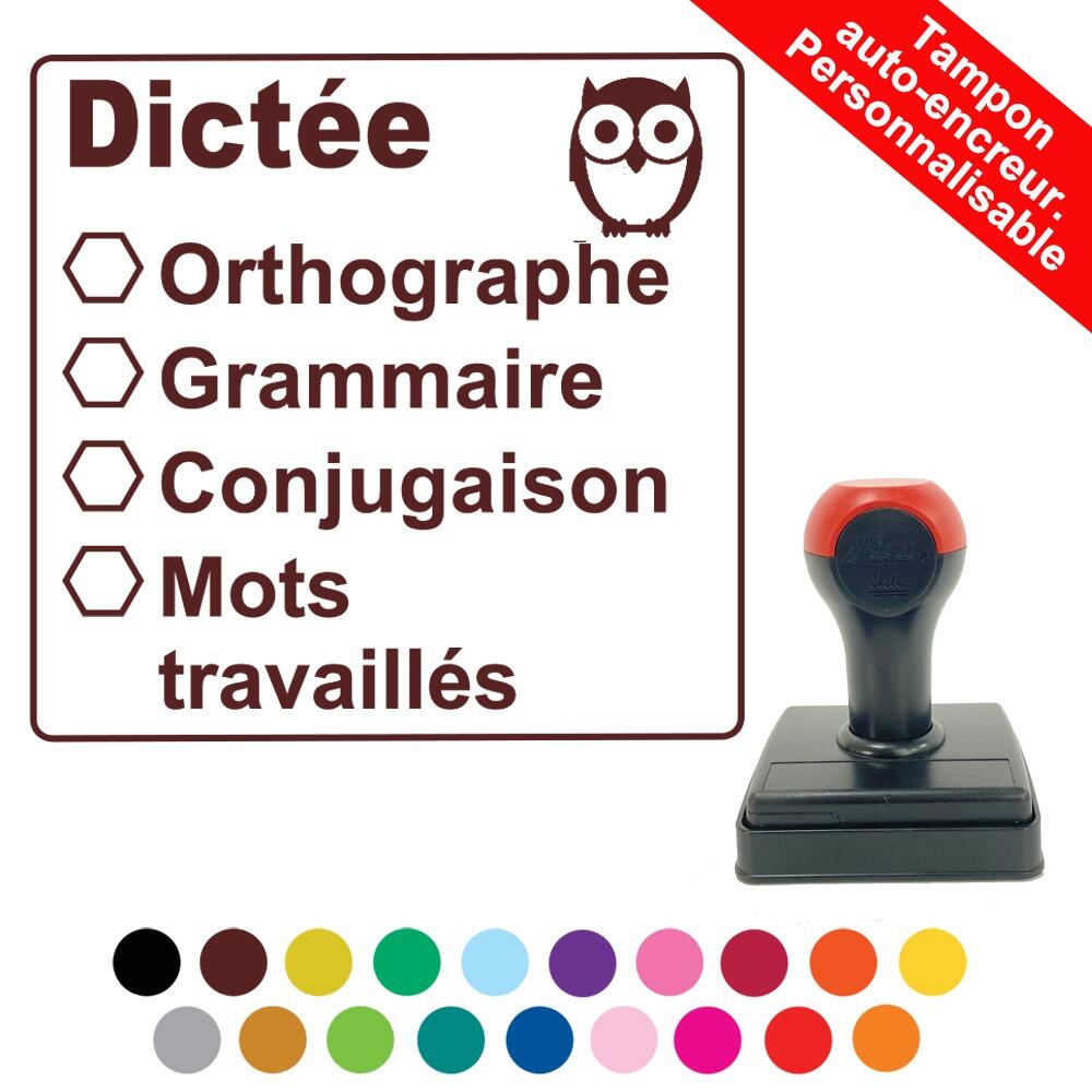 Tampon Enseignant | Dictée Grille d'Evaluation, 4 Points Tampon Auto-Encreur. Options Personnalisé