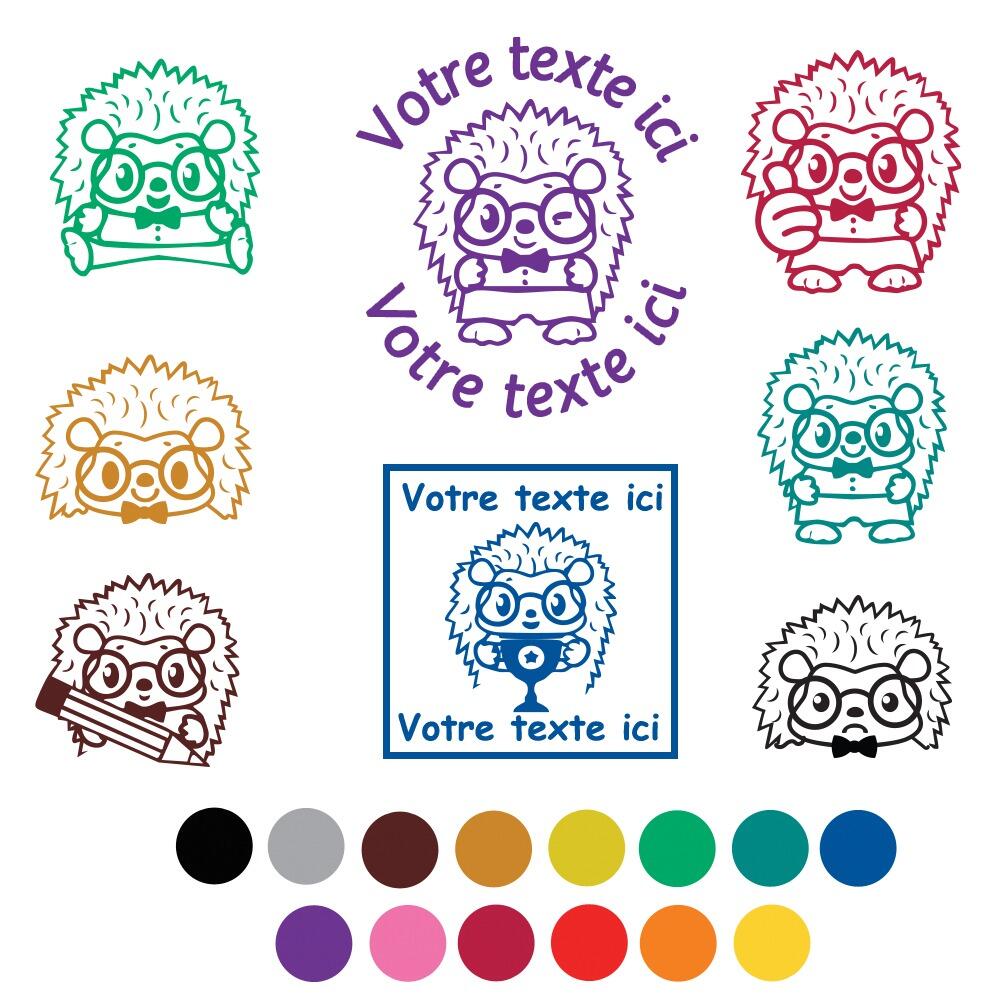 Tampons Personnalisés | Hérisson Mignon - Tampon Auto-Encreur Enseignant Maternelle/Primaire.