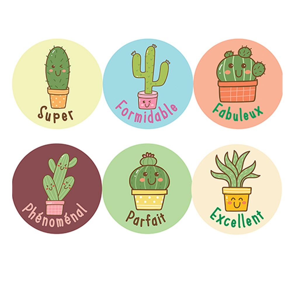 Autocollants Enseignants | 48 Autocollants de Récompense pour Enseignants « Cactus Fun » Cenicienta
