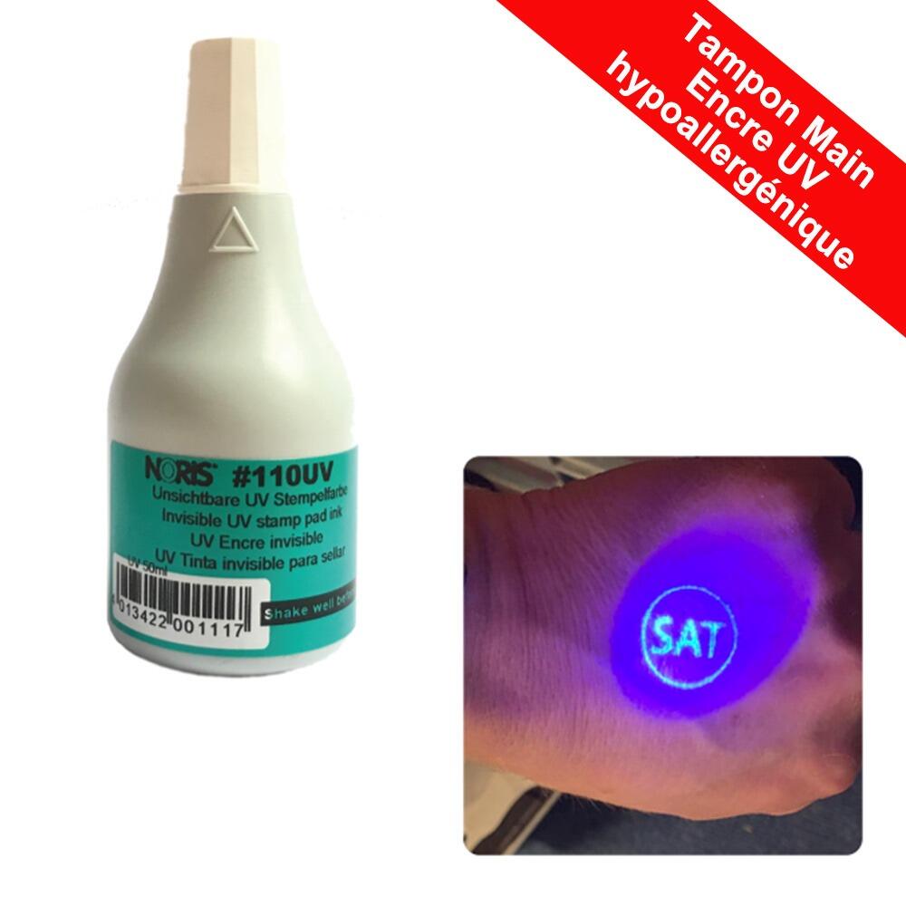 Tampon main UV personnalisé – Encre invisible peau – 19, 30 ou 40mm