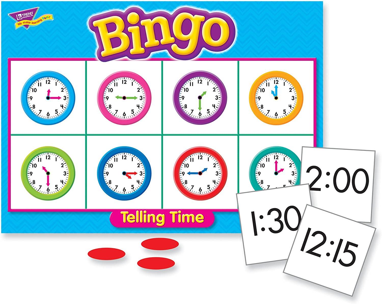 Jeu Educatif | Trend Young des apprenants Jeu de bingo, Tell Time (T6072)