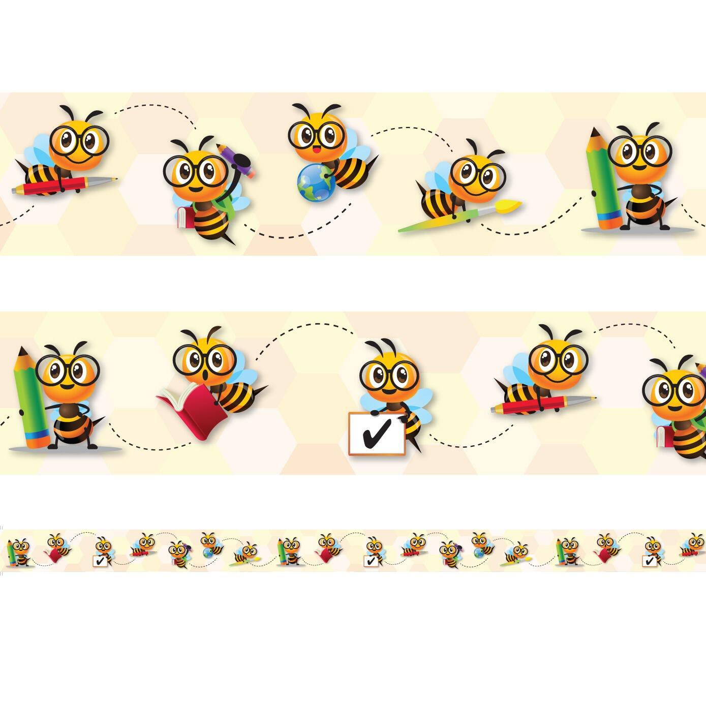 Bordures d'Affichages Classe | Motif Abeille Amusante (Busy Bee) Bordures Décoratives - 12 Mètres
