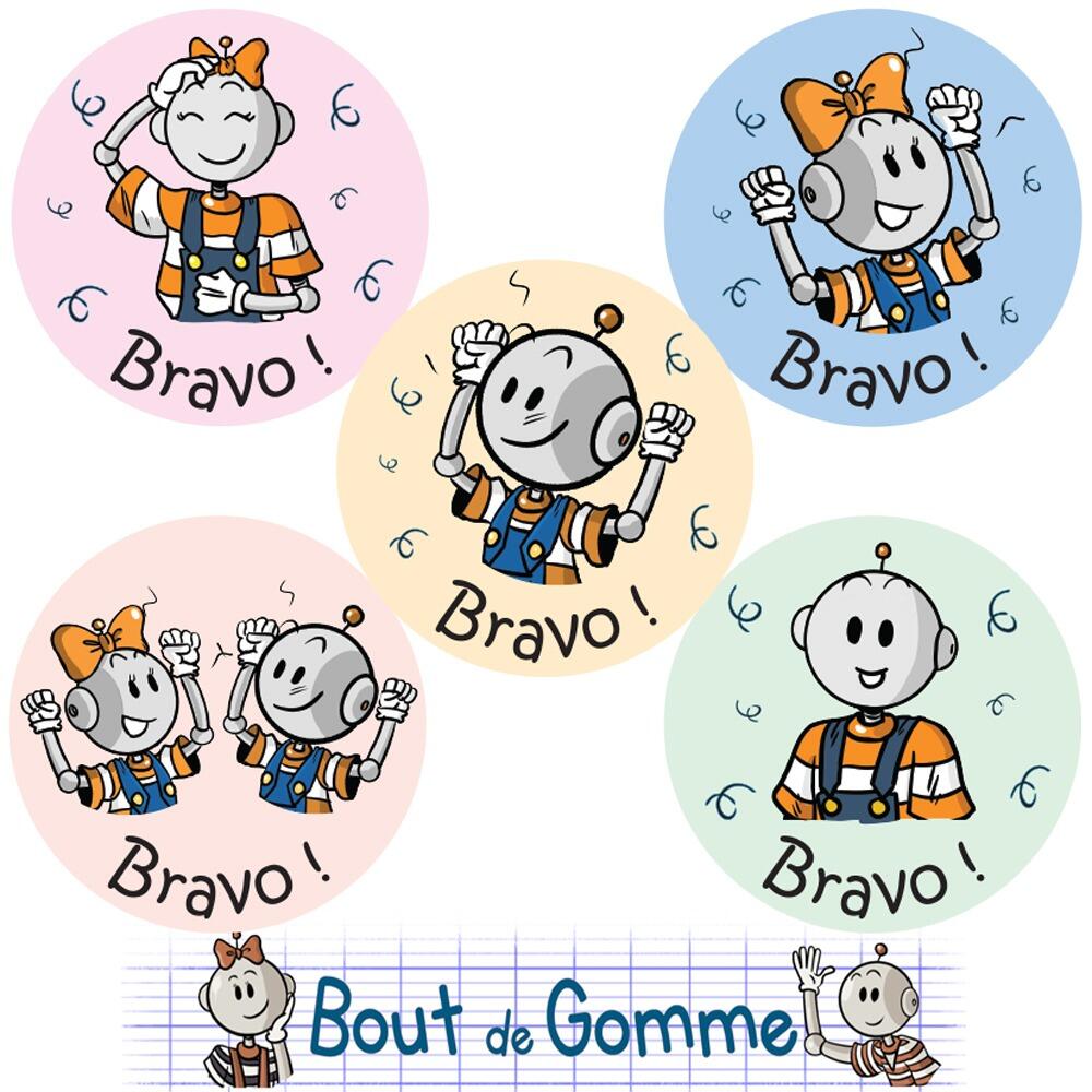 Stickers Bout de Gomme | Stickers de Récompense avec Tirobot/Robotine Bout de Gomme