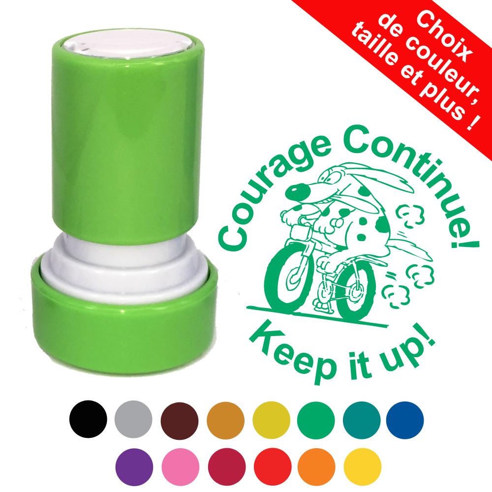 Tampons Ecole | Courage Continue! Keep it up! Tampon Encreur Bilingue Avec Options Personnalisées