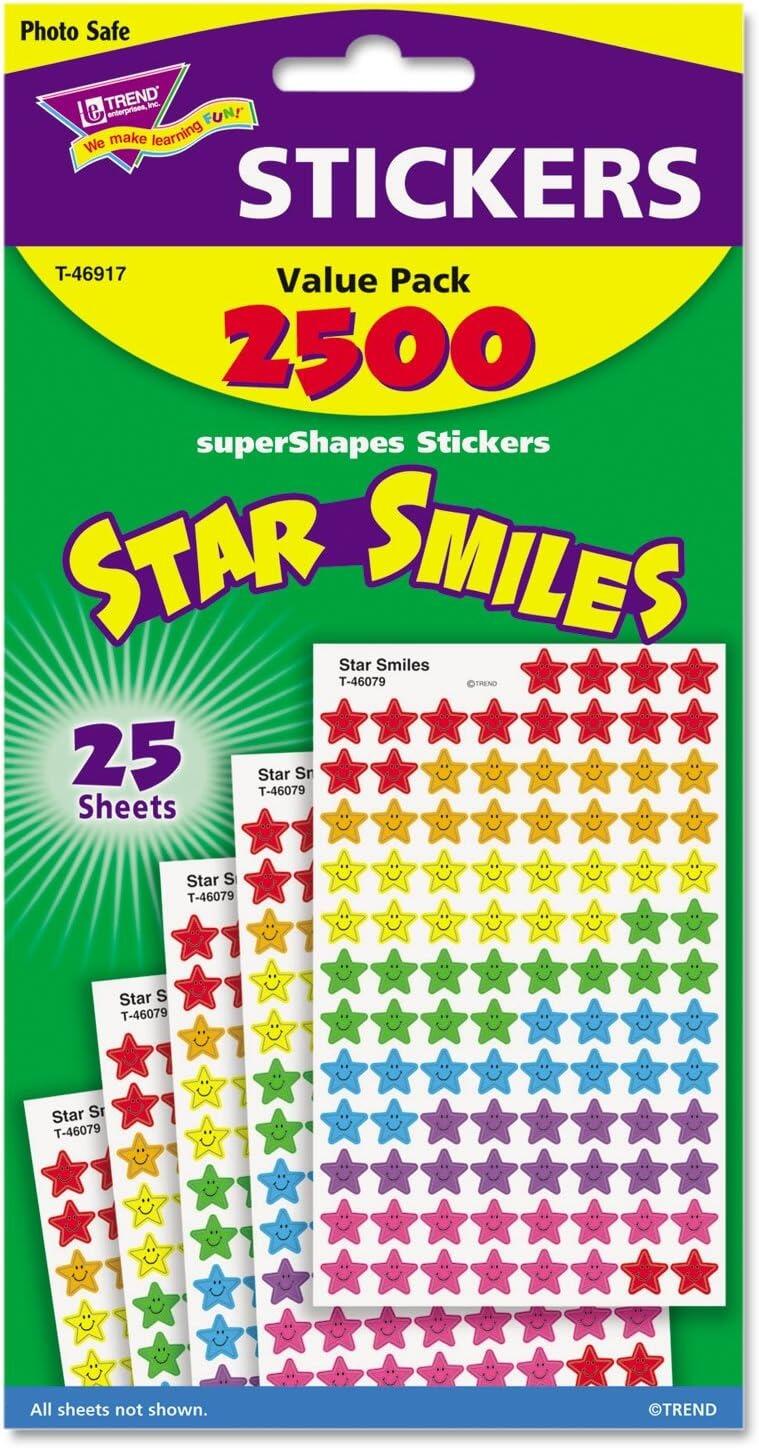 Stickers Enseignants | 2500 Autocollants Etoiles Souriantes, Mini, SuperShapes. T46917